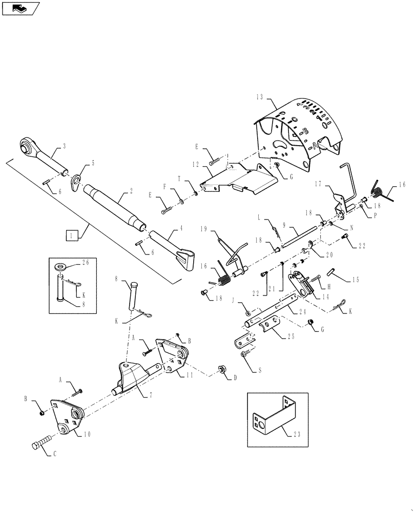 Схема запчастей Case IH 2152 - (09-59) - ADAPTER MECHANICAL CENTER LINK WITH FLOAT INDICATOR - 2142, 2152 