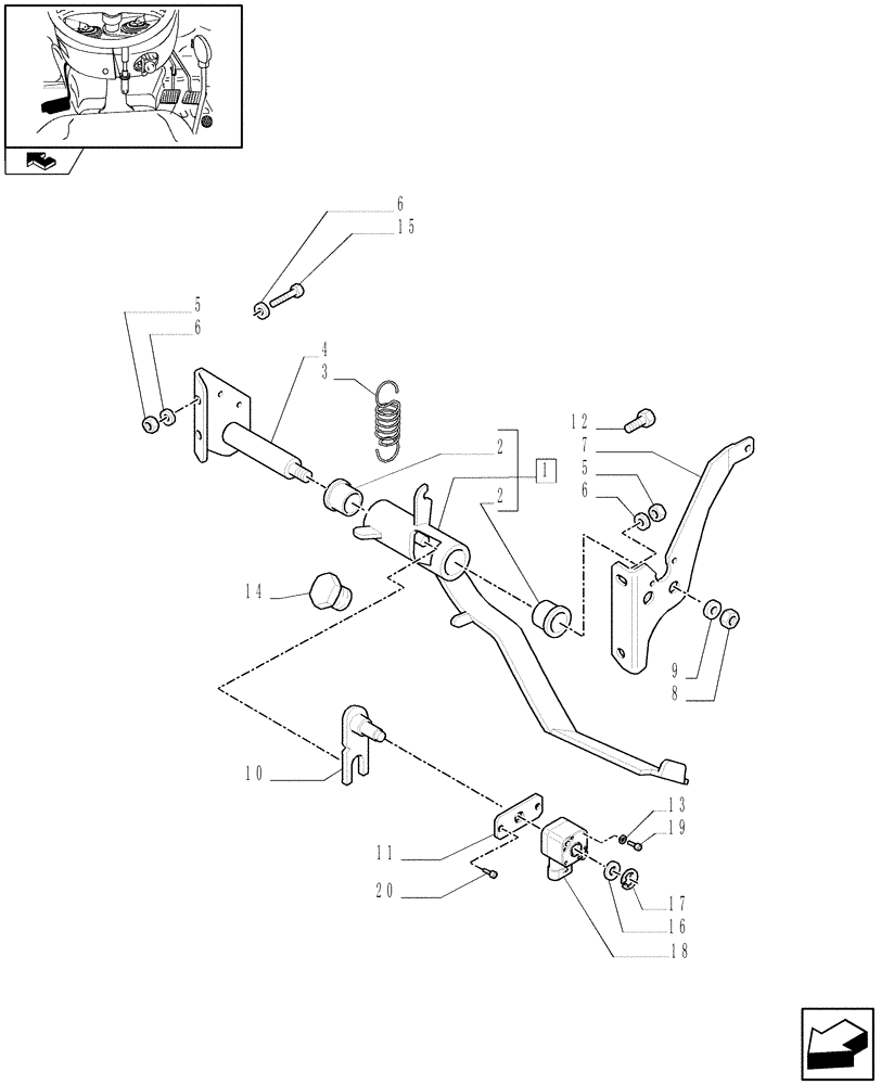 Схема запчастей Case IH FARMALL 75C - (1.92.26/01) - 16X16 AND 32X16 HYDRAULIC TRANSMISSION - CLUTCH PEDAL (VAR.330275-330278) (10) - OPERATORS PLATFORM/CAB