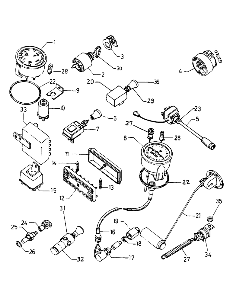 Схема запчастей Case IH 724 - (080) - ELECTRICAL INSTRUMENTS (04) - ELECTRICAL SYSTEMS