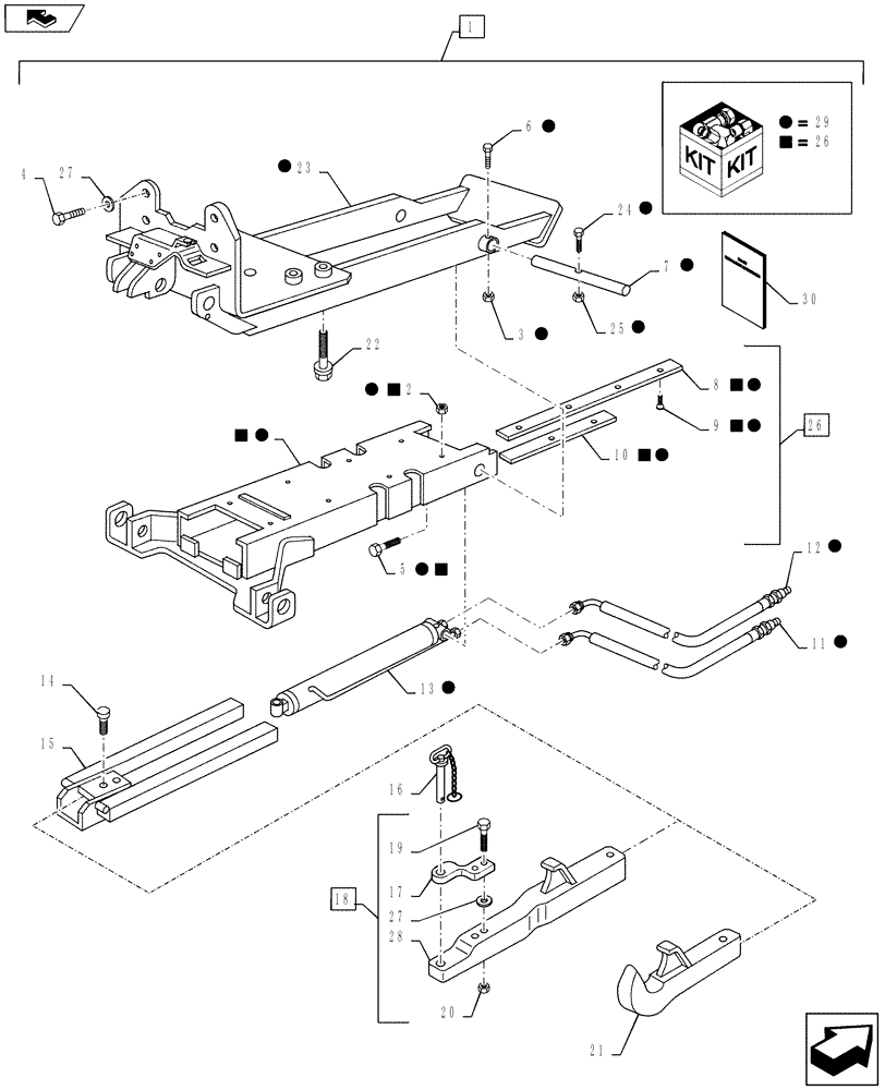 Схема запчастей Case IH PUMA 160 - (88.037.06[01]) - DIA KIT, AUTOMATIC PICK UP HITCH WITH HYDR PUSH BACK - PUMA 130 & 145 (88) - ACCESSORIES