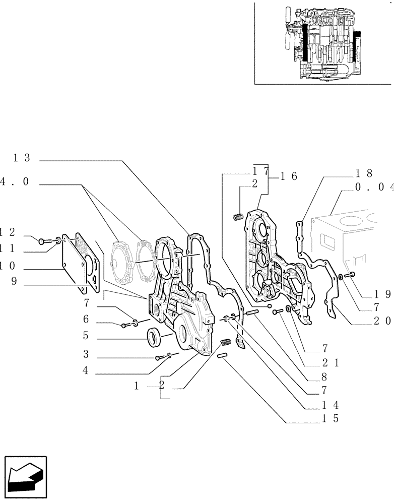 Схема запчастей Case IH JX90U - (0.04.3[01]) - ENGINE COVERS & GASKETS (01) - ENGINE