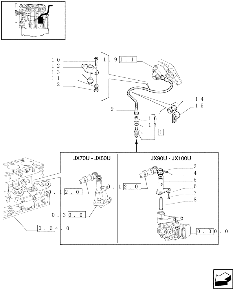 Схема запчастей Case IH JX80U - (0.42.0) - TACHOMETER DRIVE (01) - ENGINE