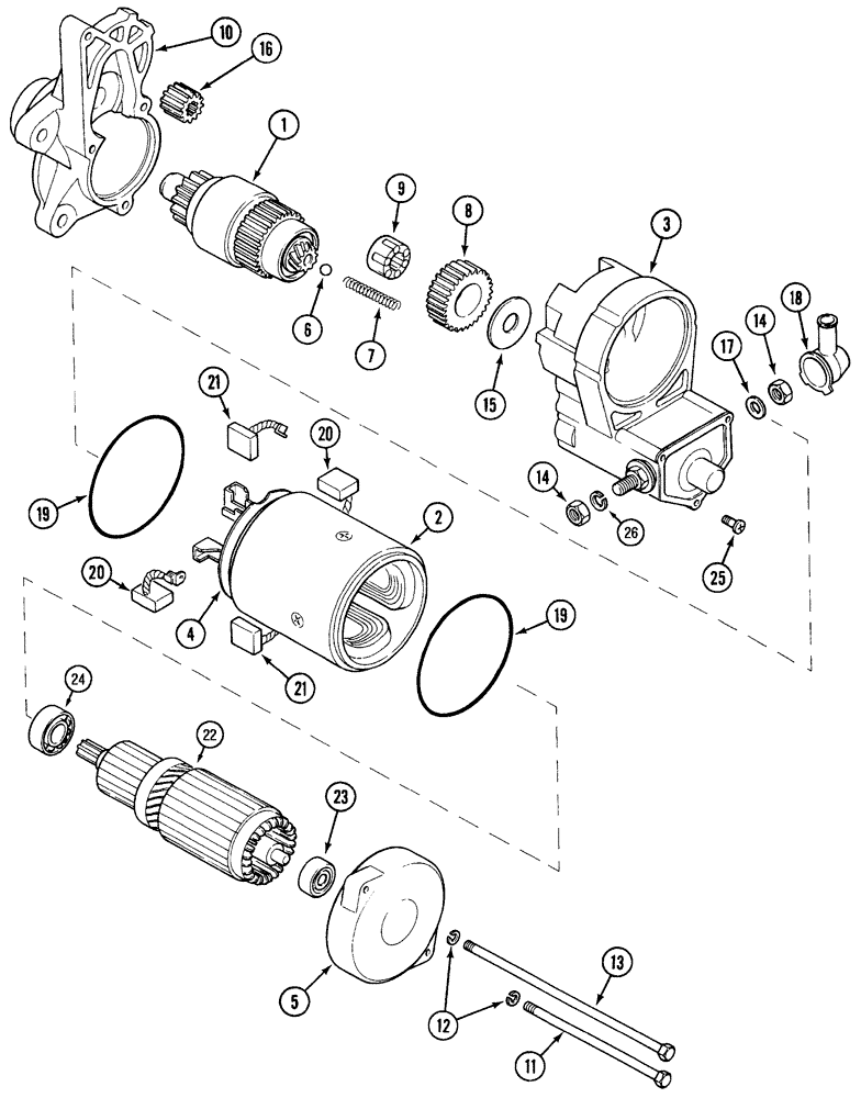 Схема запчастей Case IH 5250 - (4-044) - STARTING MOTOR, NIPPONDENSO (04) - ELECTRICAL SYSTEMS