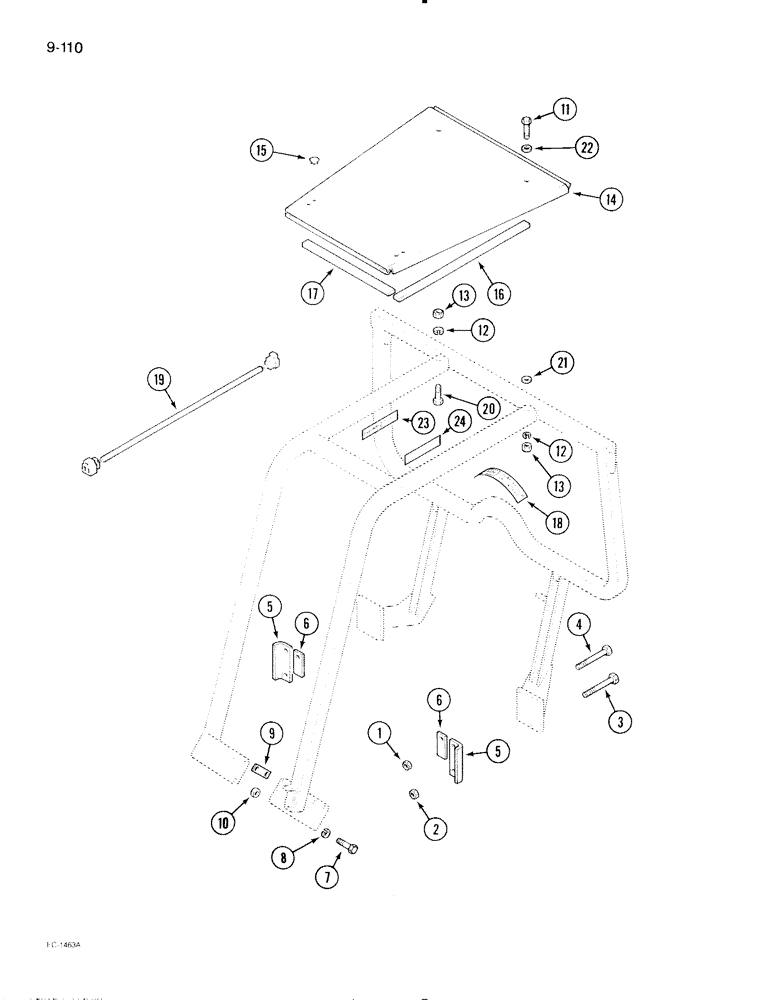 Схема запчастей Case IH 695 - (9-110) - ROLL OVER PROTECTION FRAME, FOUR POST ROPS (09) - CHASSIS/ATTACHMENTS