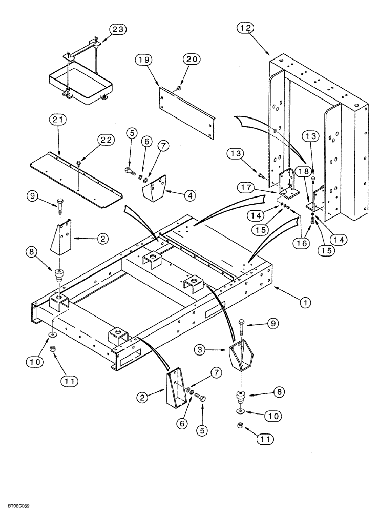 Схема запчастей Case IH 6831T - (09-002) - FRAME AND ENGINE MOUNTS 