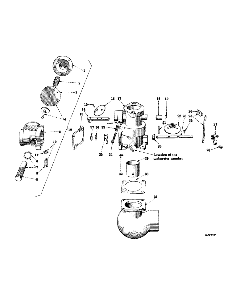 Схема запчастей Case IH 450-SERIES - (049) - CARBURETED ENGINE, CARBURETOR, LIQUEFIED PETROLEUM GAS (01) - ENGINE