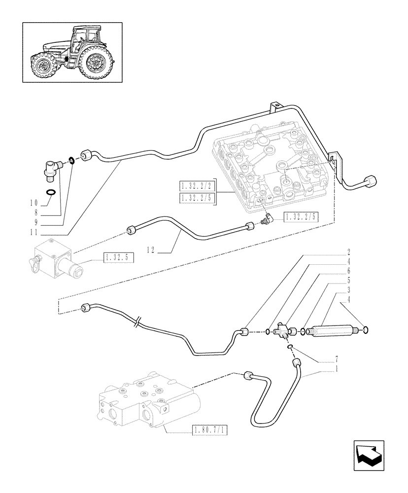 Схема запчастей Case IH MXM175 - (1.29.6/01[03]) - HYDRAULIC GEARBOX CONTROL (4WD) (03) - TRANSMISSION