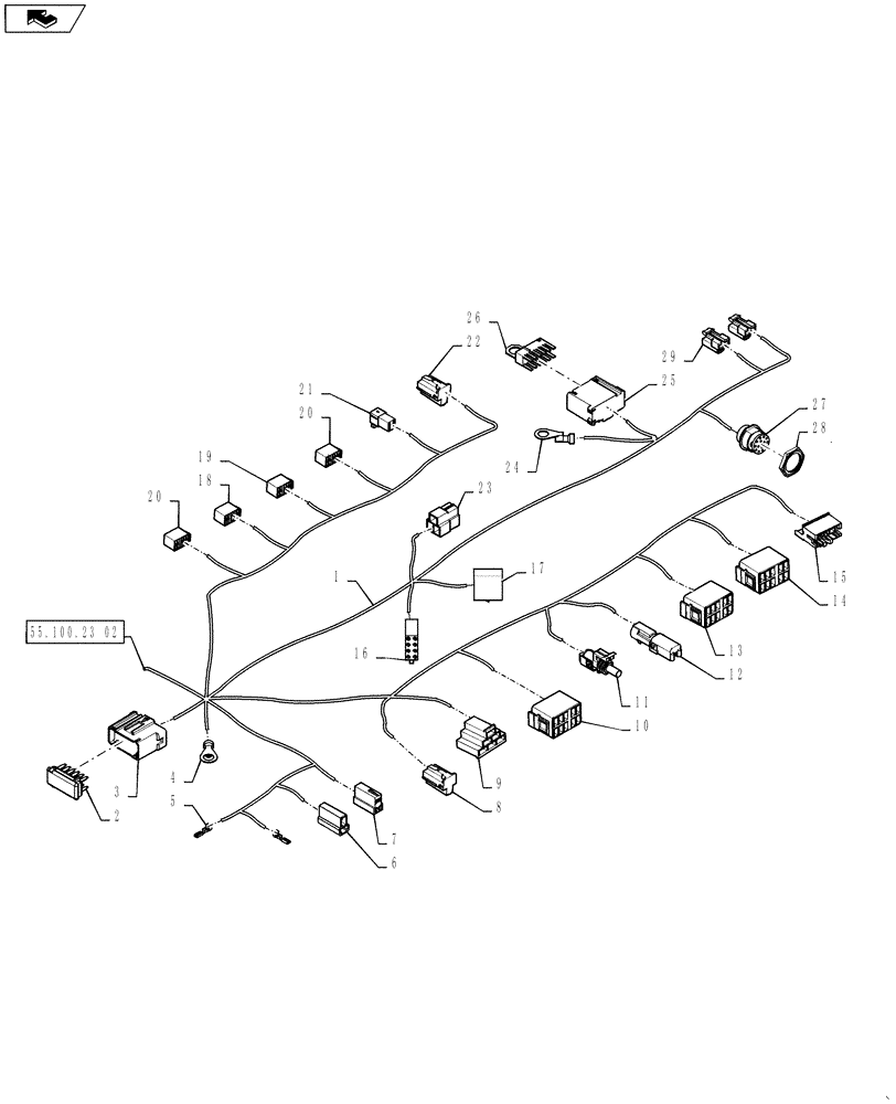 Схема запчастей Case IH QUADTRAC 600 - (55.100.23[03]) - HARNESS - MAIN CAB - EUROPE (55) - ELECTRICAL SYSTEMS