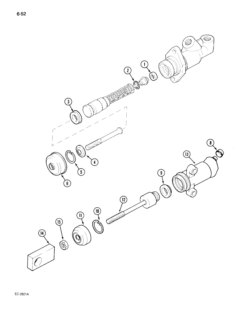 Схема запчастей Case IH 895 - (6-052) - CLUTCH HYDRAULIC CYLINDERS, TRACTOR WITH CAB, CLUTCH MASTER CYLINDER (06) - POWER TRAIN