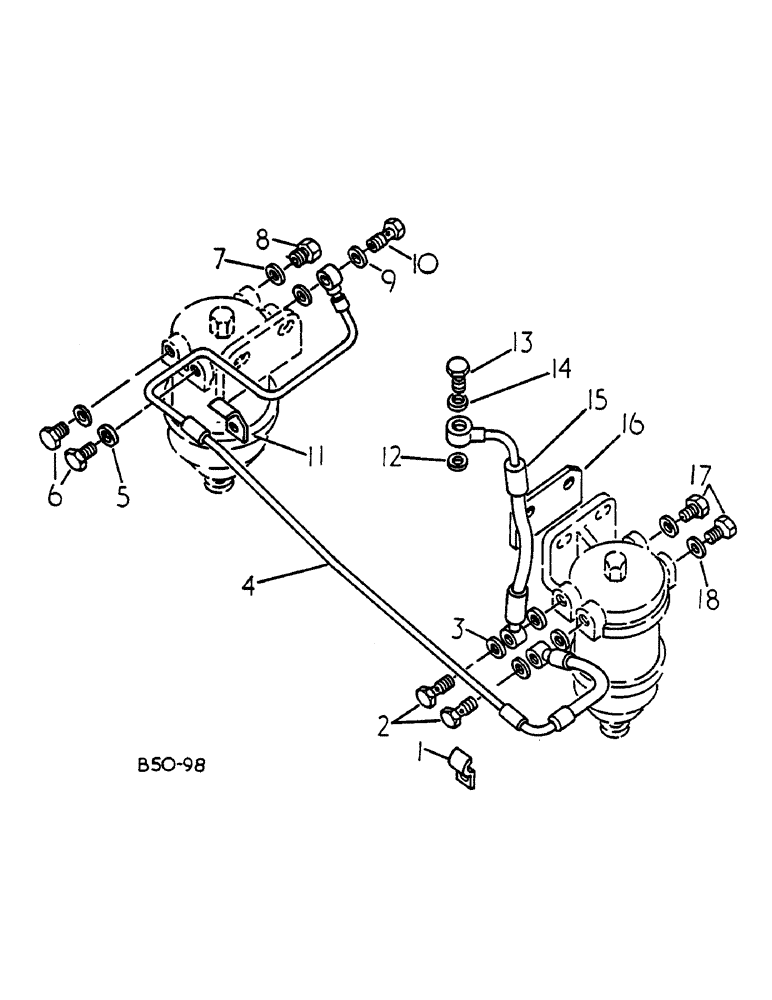 Схема запчастей Case IH 485 - (0G15-2) - FUEL FILTER AND CONNECTIONS, UP TO 376419 Power