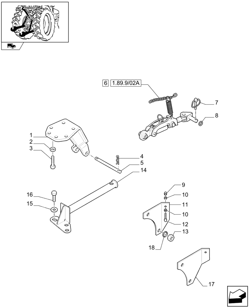 Схема запчастей Case IH PUMA 140 - (1.89.9/02) - AUTOMATIC LINKAGE STABILIZER (VAR.330949-331949) (09) - IMPLEMENT LIFT