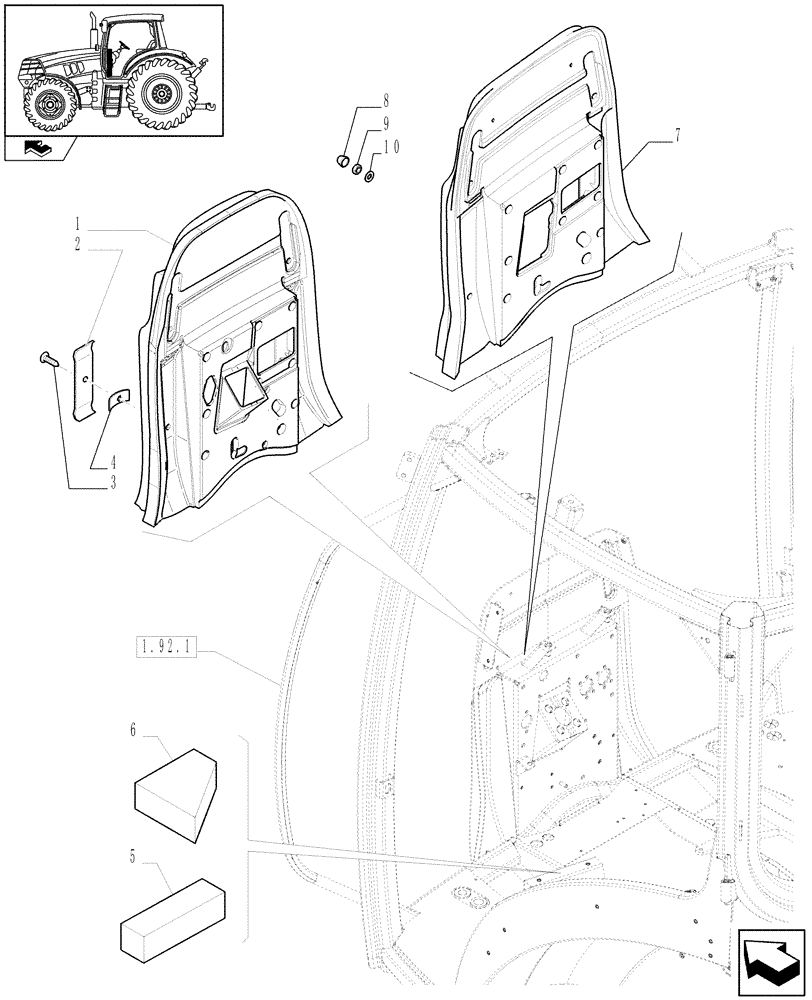 Схема запчастей Case IH PUMA 125 - (1.93.1) - SOUNDPROOFING (10) - OPERATORS PLATFORM/CAB