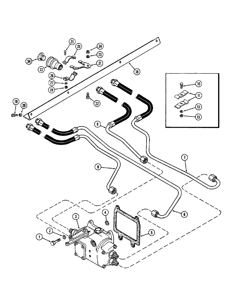 Схема запчастей Case IH 1370 - (306) - RIGHT HAND REMOTE HYDRAULIC TUBES AND COUPLINGS, STANDARD COUPLING, USED PRIOR TO P.I.N. 8770001 (08) - HYDRAULICS