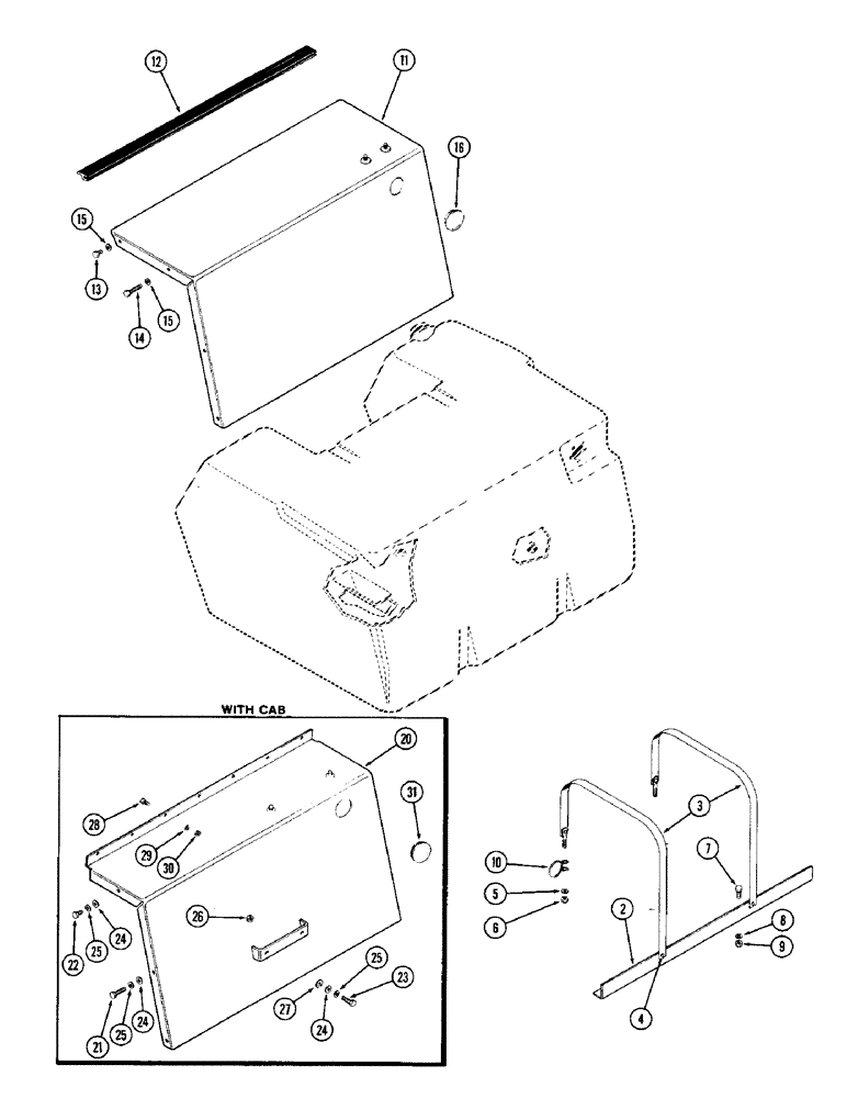 Схема запчастей Case IH 1370 - (058) - FUEL TANK SUPPORTS AND COVERS (03) - FUEL SYSTEM