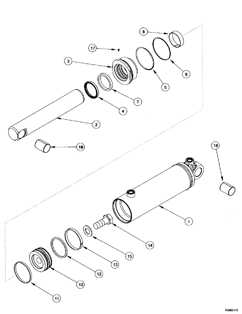 Схема запчастей Case IH MX270 - (8-062) - CYLINDER ASSEMBLY, HITCH (08) - HYDRAULICS