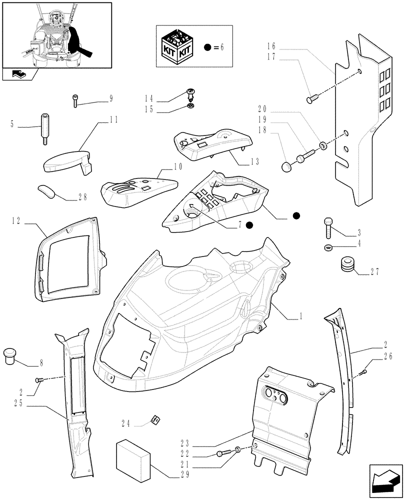 Схема запчастей Case IH PUMA 180 - (1.93.0/01[01B]) - CONTROLS COVER - D6514 - C6801 (10) - OPERATORS PLATFORM/CAB