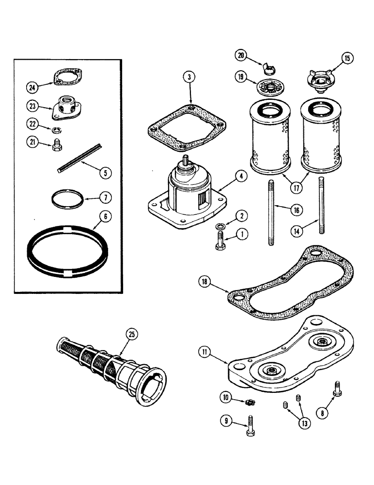 Схема запчастей Case IH 2594 - (8-022) - HYDRAULICS, CHARGING PUMP, OIL FILTER AND INLET FILTER (08) - HYDRAULICS