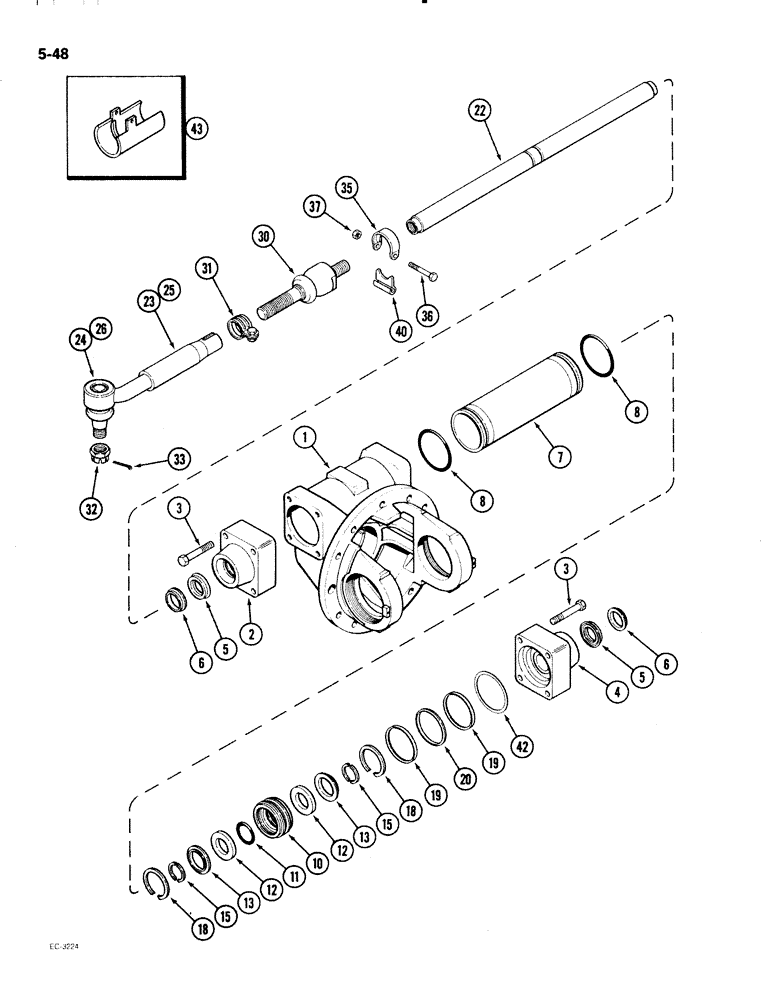 Схема запчастей Case IH 2096 - (5-048) - ZF MFD FRONT AXLES, PRIOR TO P.I.N. 17898102, STEERING CYLINDER AND TIE RODS (05) - STEERING