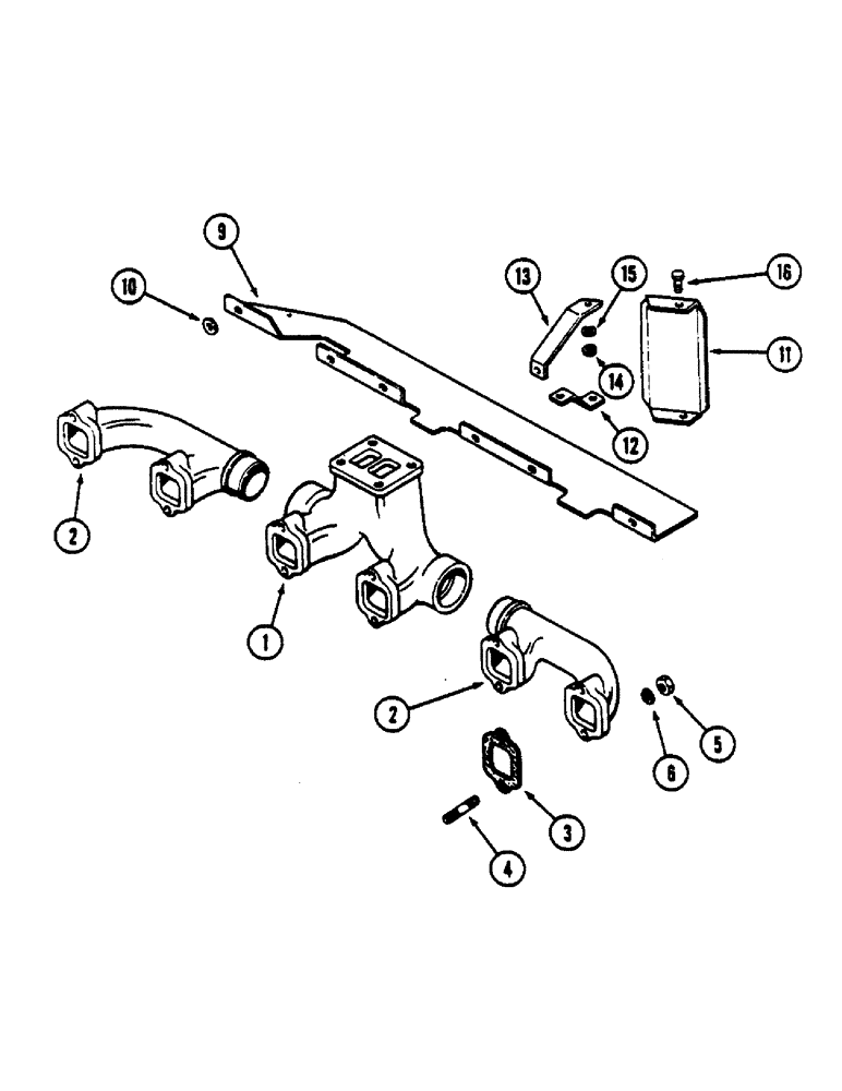 Схема запчастей Case IH 4690 - (2-022) - EXHAUST MANIFOLD, 504BDTI DIESEL ENGINE (02) - ENGINE