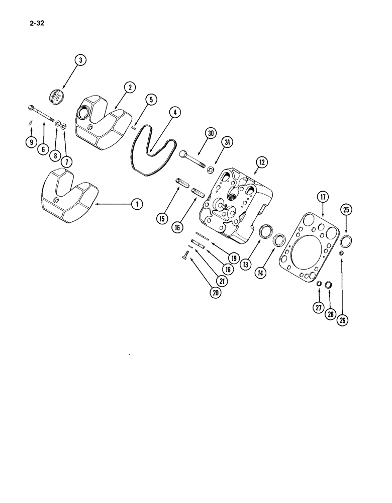 Схема запчастей Case IH 4994 - (2-32) - CYLINDER HEAD AND COVER, 866 CUBIC INCH DIESEL ENGINE (02) - ENGINE