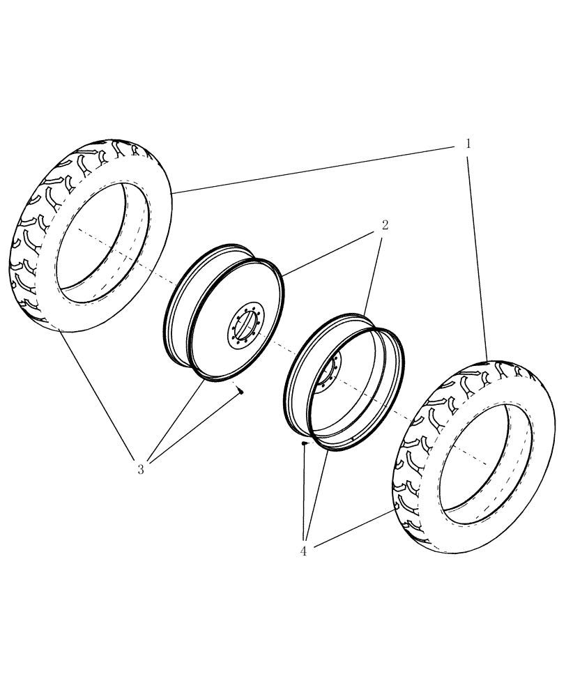 Схема запчастей Case IH 160 - (44.100.07) - WHEEL - ASSEMBLY, CART DUAL TIRE AND RIM (44) - WHEELS