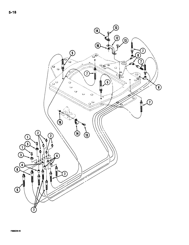 Схема запчастей Case IH 9110 - (5-18) - STEERABLE AXLE STRUCTURE, GREASE LINES (05) - STEERING