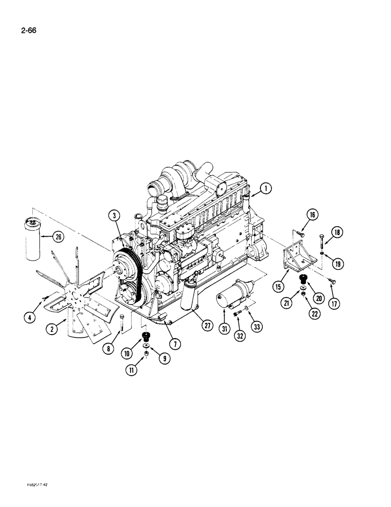 Схема запчастей Case IH 9180 - (2-66) - ENGINE MOUNTING 3406 ENGINE (02) - ENGINE