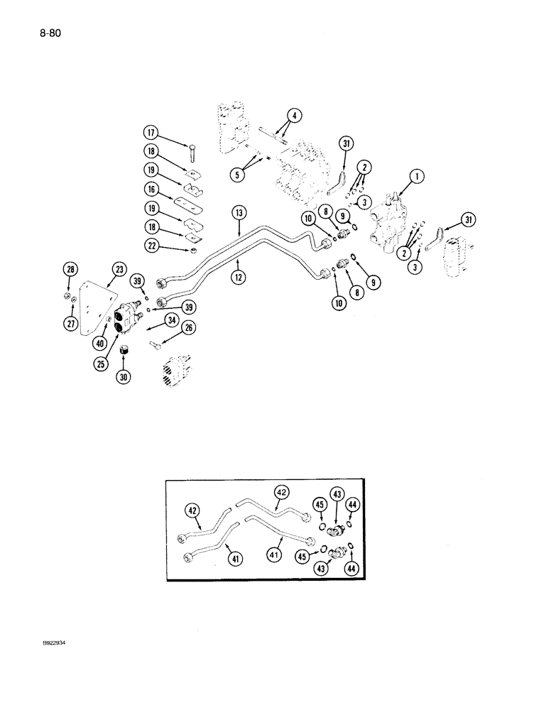 Схема запчастей Case IH 7140 - (8-080) - FOURTH CIRCUIT REMOTE HYDRAULICS, TRANSMISSION S/N AJB0018756 THROUGH AJB0060499 (08) - HYDRAULICS