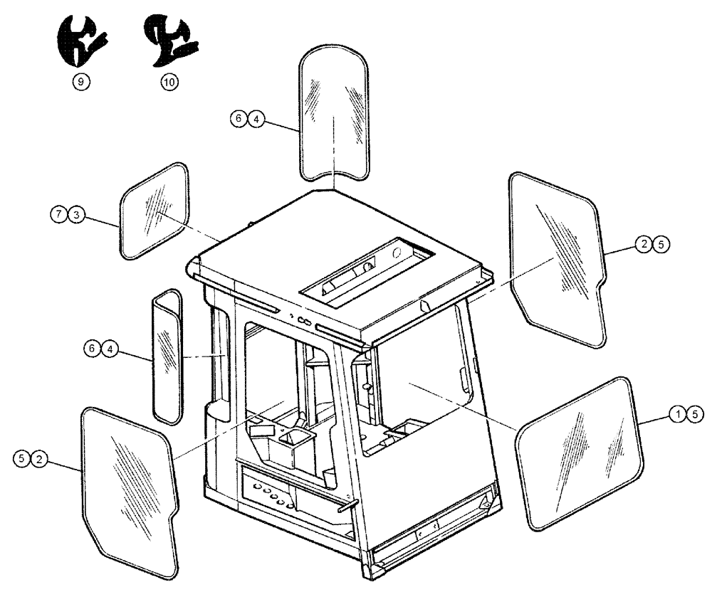 Схема запчастей Case IH SPX3310 - (01-007) - CAB GLASS Cab Interior