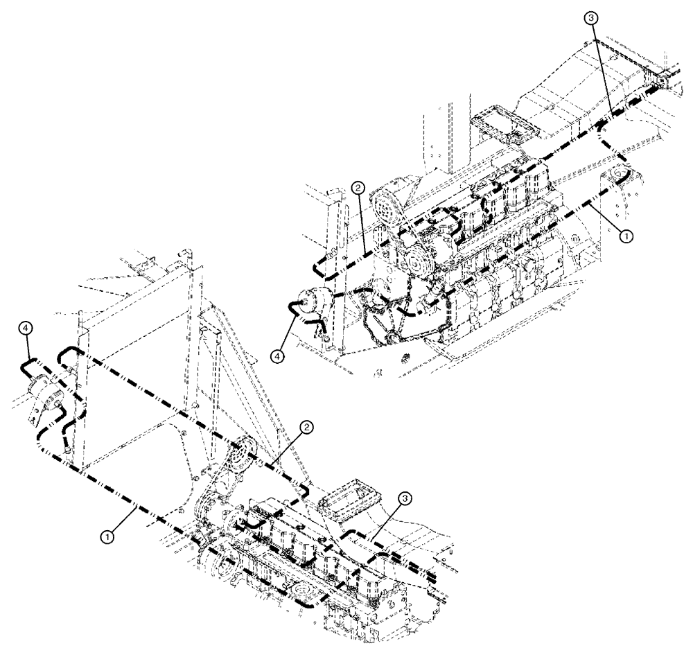 Схема запчастей Case IH TITAN 3020 - (02-028) - HVAC HOSE GROUP (01) - ENGINE