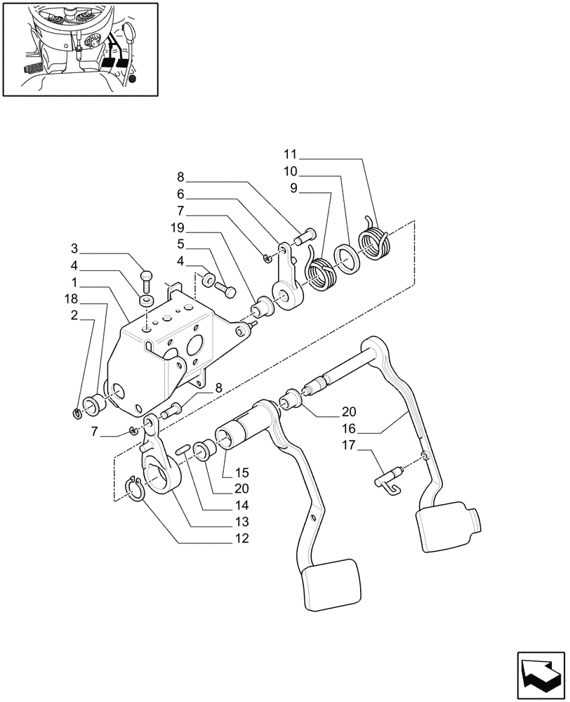 Схема запчастей Case IH JX1095N - (1.92.68[01]) - BRAKE PEDALS (10) - OPERATORS PLATFORM/CAB