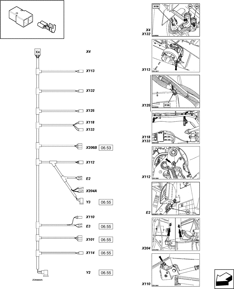 Схема запчастей Case IH LBX331R - (06.54[01]) - CONNECTORS, X4 WIRING LOOM - C257 (06) - ELECTRICAL SYSTEMS