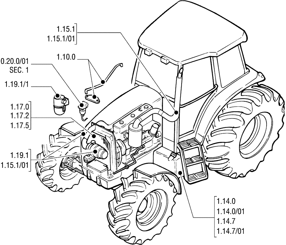 Схема запчастей Case IH JX70U - (1.00.0 SEC. 02) - ENGINE EQUIP. (02) - ENGINE EQUIPMENT