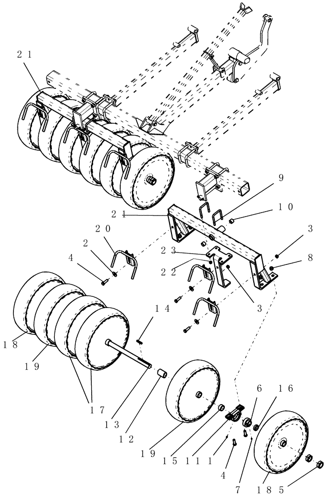 Схема запчастей Case IH ATX700 - (06.080.1) - PACKER, OUTER WING - 10" SPACING Packer Gang Assemblies and Frames