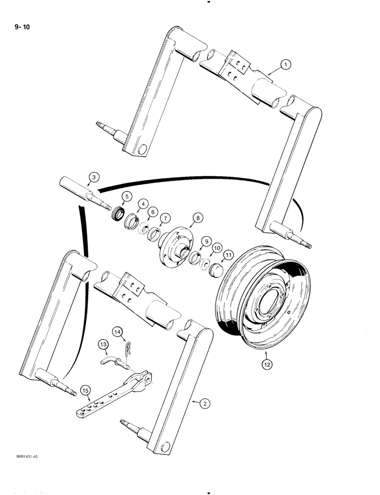 Схема запчастей Case IH 370 - (9-10) - TRANSPORT LIFT AXLES 4 BOLT PATTERN HUB (09) - CHASSIS/ATTACHMENTS