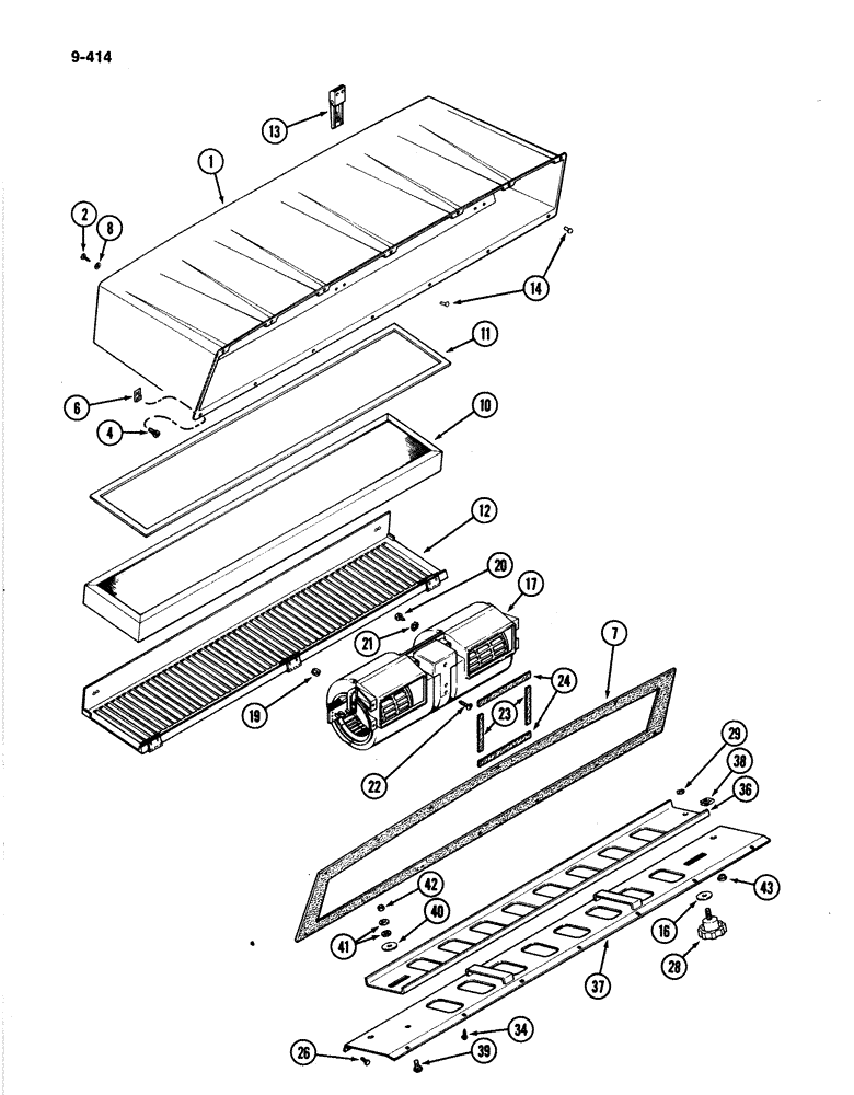 Схема запчастей Case IH 4894 - (9-414) - CAB AIR FILTER AND BLOWER (09) - CHASSIS/ATTACHMENTS