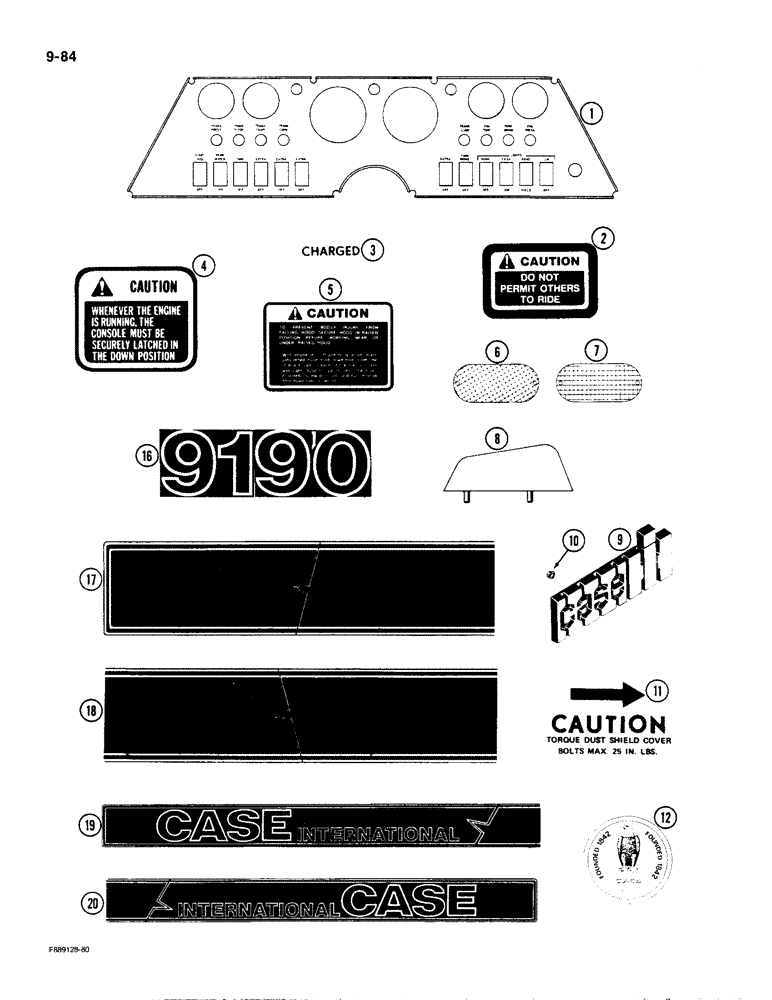 Схема запчастей Case IH 9190 - (9-84) - DECALS, 9190 (09) - CHASSIS/ATTACHMENTS