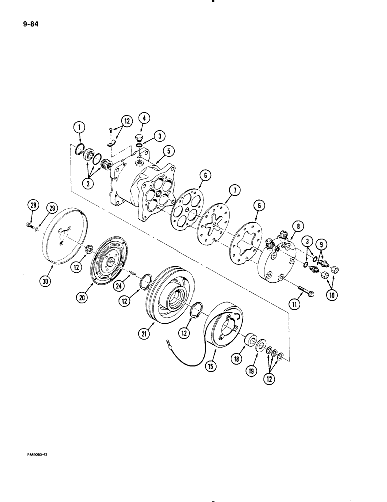 Схема запчастей Case IH 9110 - (9-84) - AIR CONDITIONING, COMPRESSOR ASSEMBLY (09) - CHASSIS/ATTACHMENTS