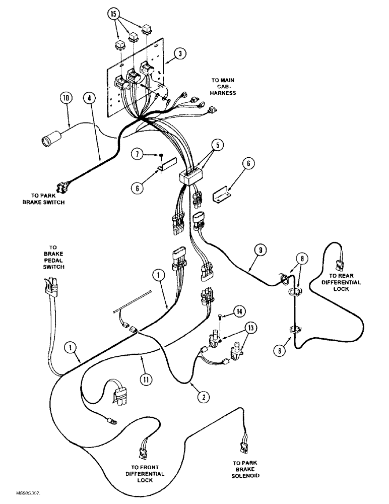 Схема запчастей Case IH 9370 QUADTRAC - (4-060) - DIFFERENTIAL LOCK HARNESSES, PRIOR TO P.I.N. JEE0074221 (04) - ELECTRICAL SYSTEMS