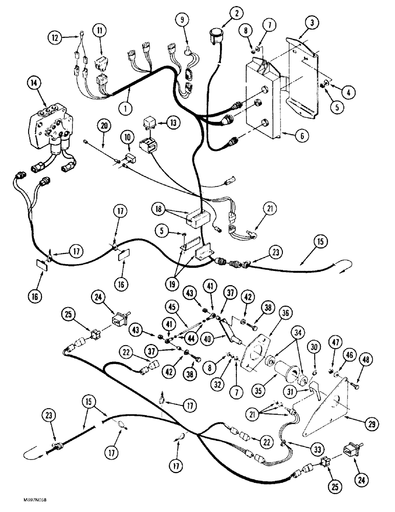 Схема запчастей Case IH 9310 - (4-068) - THREE POINT HITCH HARNESS, P.I.N. JEE0069665 AND AFTER (04) - ELECTRICAL SYSTEMS