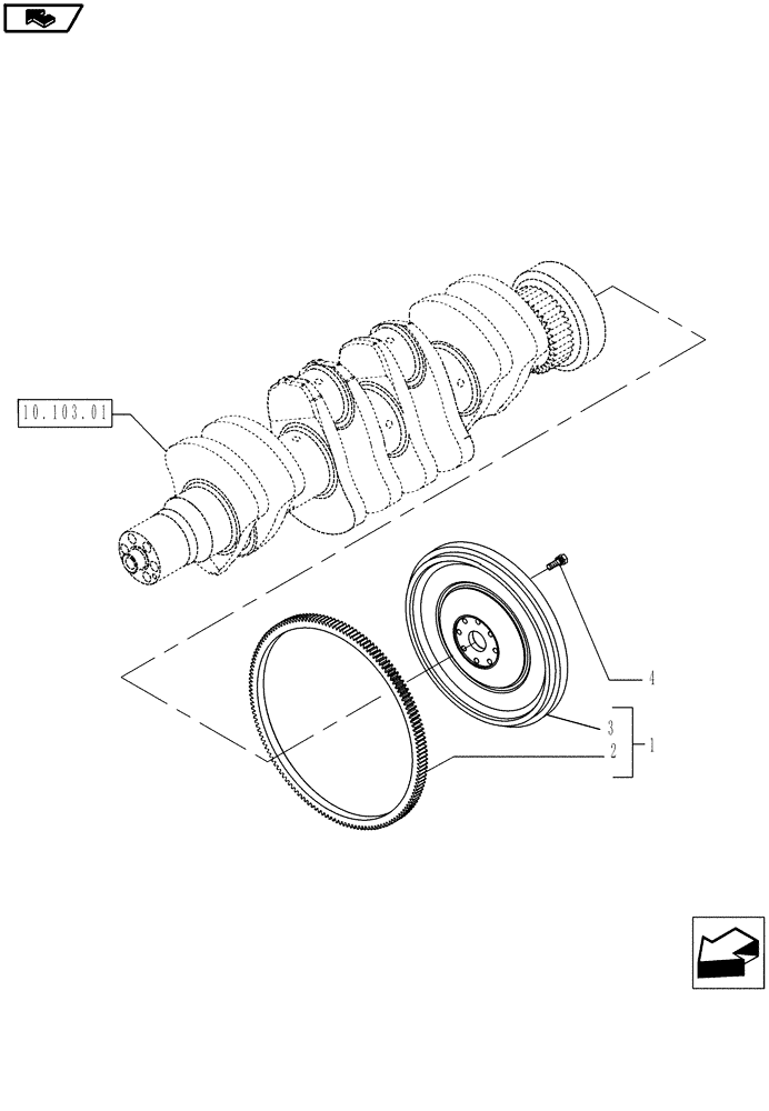 Схема запчастей Case IH P70 - (10.103.02) - FLYWHEEL (10) - ENGINE