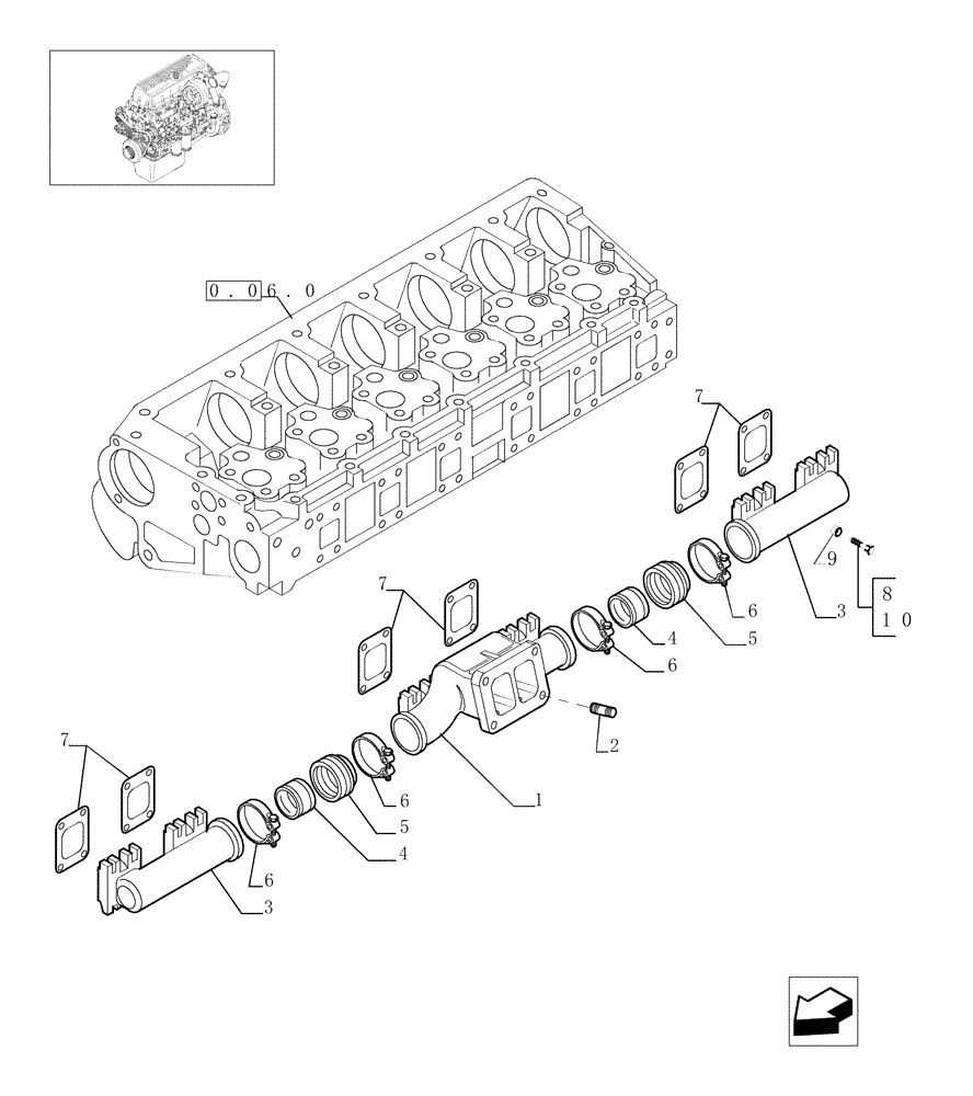 Схема запчастей Case IH F3AE0684G B004 - (0.07.8[01]) - EXHAUST MANIFOLD (500338894) 