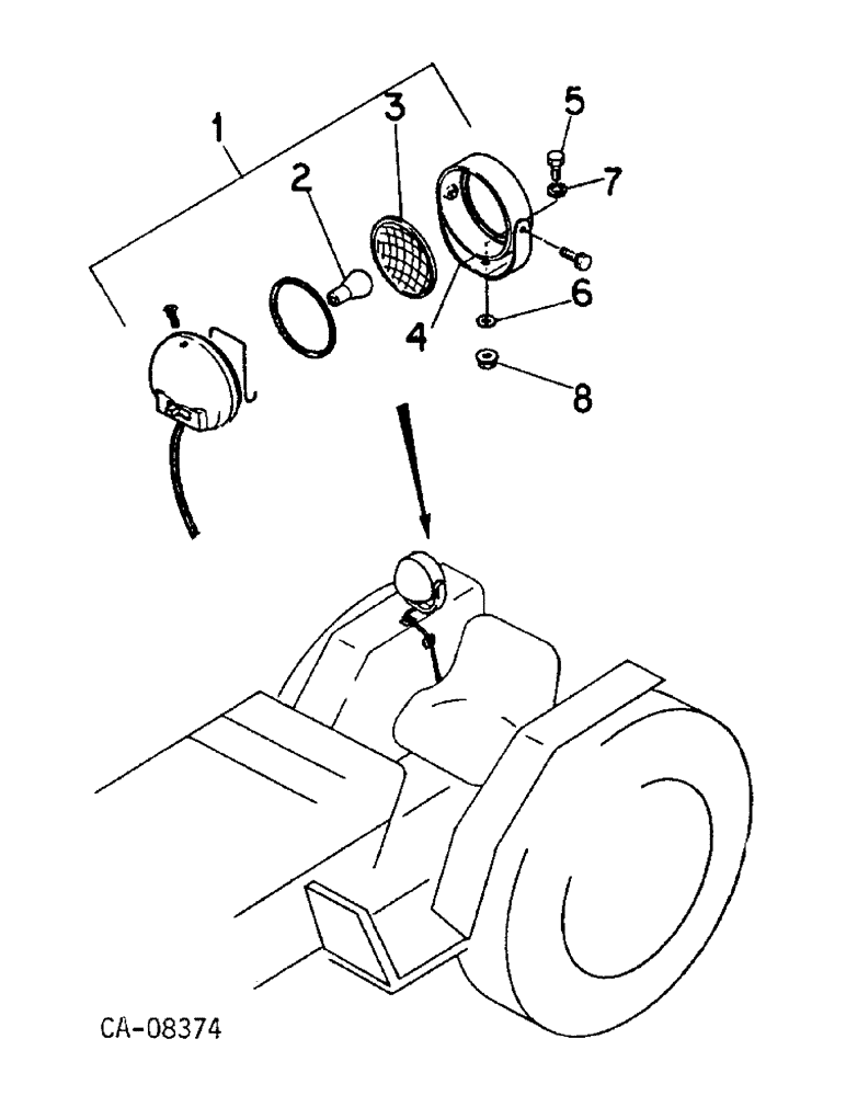 Схема запчастей Case IH 234 - (08-07) - ELECTRICAL, REAR WORK LIGHT (06) - ELECTRICAL