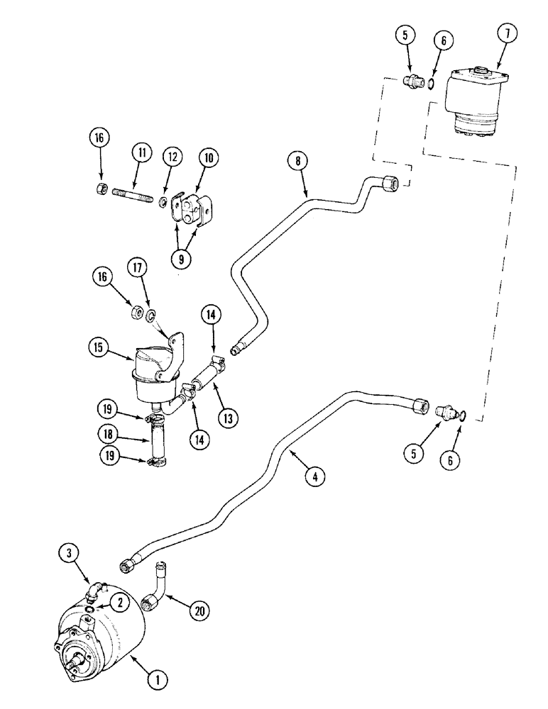 Схема запчастей Case IH 1394 - (5-110) - STEERING PUMP AND TUBES, TRACTORS WITHOUT CAB (05) - STEERING