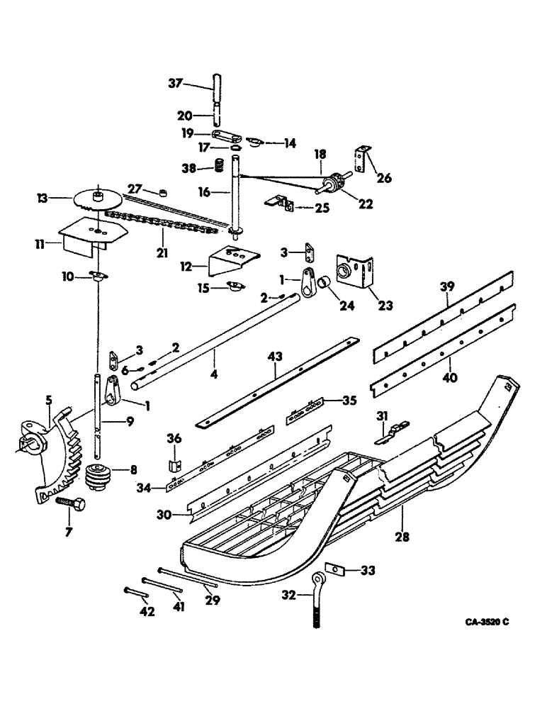 Схема запчастей Case IH 815 - (21-20) - THRESHING CYLINDER AND CONCAVE, CONCAVE AND CONTROL (14) - THRESHING