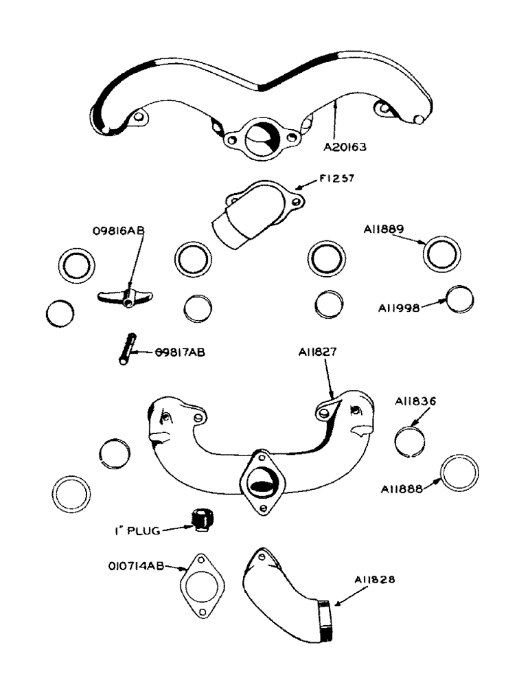 Схема запчастей Case IH 800 - (173) - INTAKE AND EXHAUST MANIFOLD (10) - ENGINE