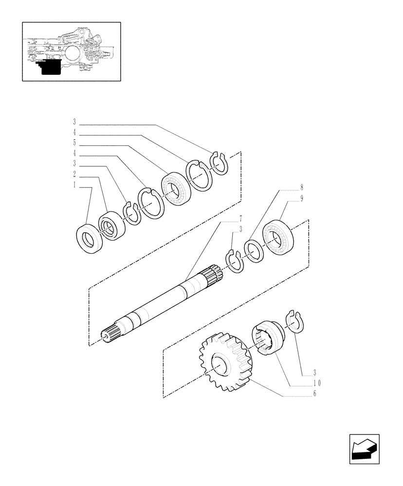 Схема запчастей Case IH JX1060C - (1.33.1) - 4WD TRANSMISSION GEARINGS (04) - FRONT AXLE & STEERING