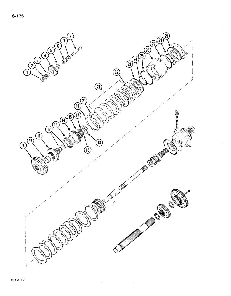 Схема запчастей Case IH 385 - (6-176) - FORWARD AND REVERSE, SYNCHROMESH DRIVE (06) - POWER TRAIN