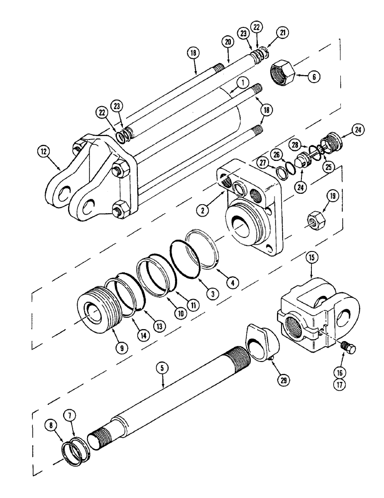 Схема запчастей Case IH 4500 - (8-074) - HYDRAULIC CYLINDER, WITH DUAL FRONT PORTS, 3-1/2 ID X 8 INCH STROKE, VICTOR (08) - HYDRAULICS