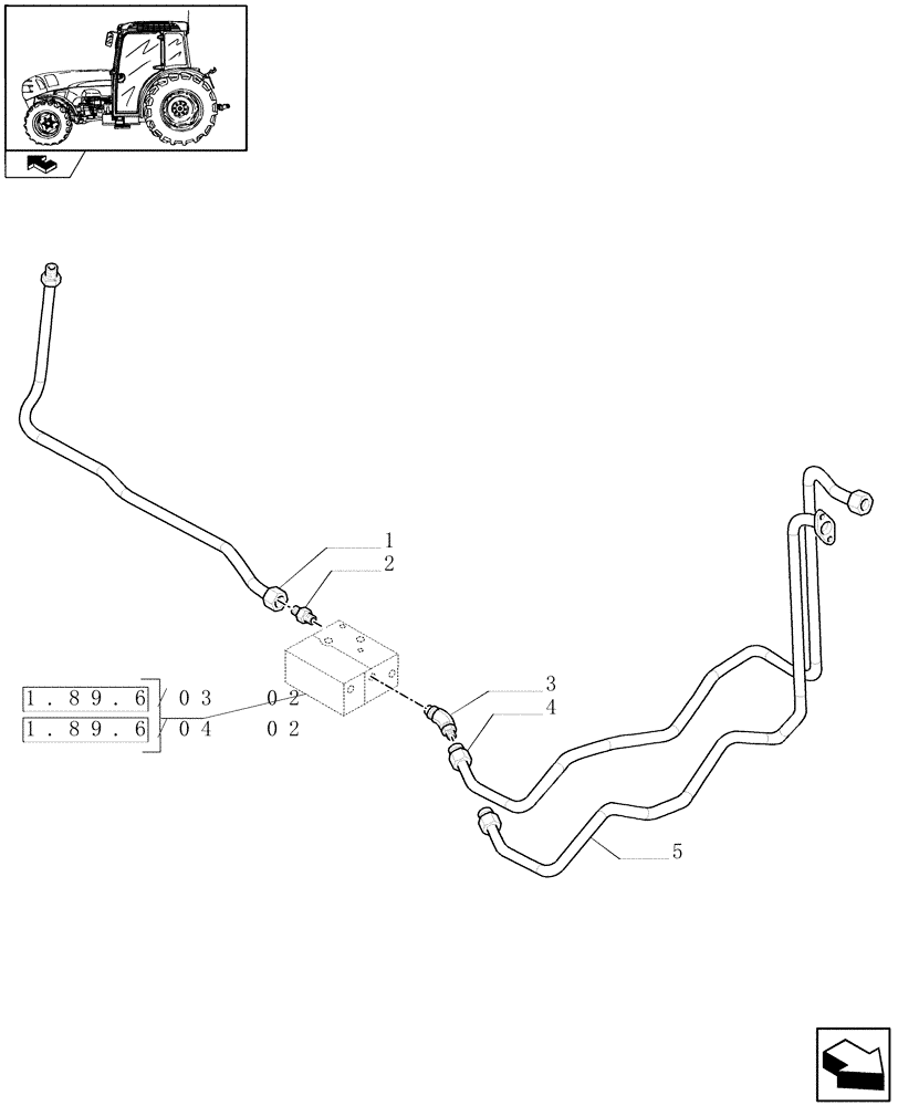 Схема запчастей Case IH FARMALL 95N - (1.82.1/02) - LIFTER LINES FOR REGOLATION VALVE (07) - HYDRAULIC SYSTEM